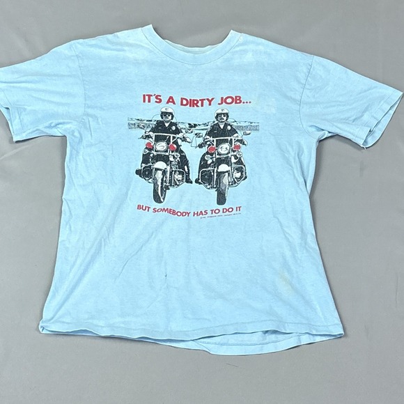 Hanes Other - Vintage 1981 It's A Dirty Job Kawasaki Motorcycle Cops Large Graphic T-Shirt